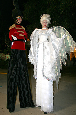Angel and Toy Soldier stilt walker